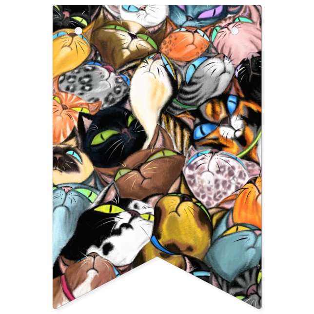 Födelsedag Flaggor med Lycklig Cat Party (Första flaggan)