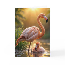 Födelsedag Flamingo Mor och Chick
