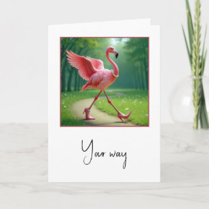 Födelsedag Flamingo Wearing Pearls och Pumps Kort