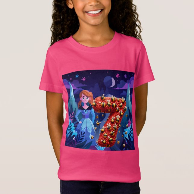 Födelsedag, flicka 7 t shirt (Framsida)