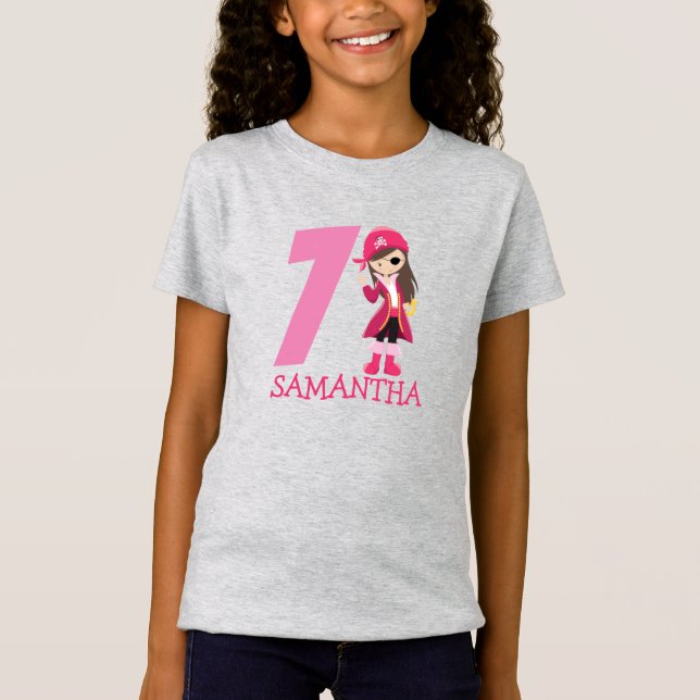 födelsedag flicka party pirat 7:e Namn T-Shirt (Framsida)