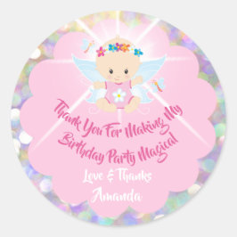 Födelsedag Flicka Shower Rosa Glitter Princess Runt Klistermärke