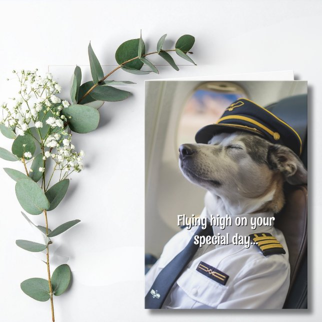 Födelsedag Flygplanspilot Hund Flygplan Rolig Luft Kort (Skapare uppladdad)