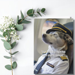 Födelsedag Flygplanspilot Hund Flygplan Roligt Fly Kort
