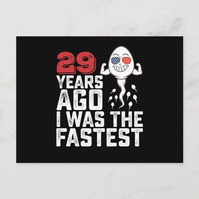 Födelsedag för 29 år sedan var jag den snabbaste vykort (Framsida)