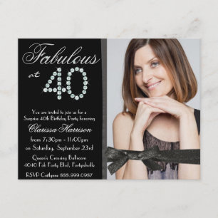 Födelsedag för 40 foto för elegant glitterdiamant inbjudningar