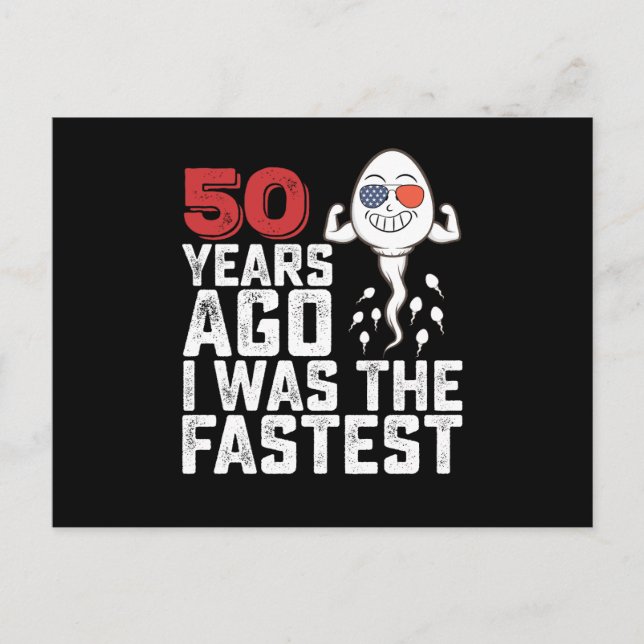 Födelsedag för 50 år sedan var jag den snabbaste vykort (Framsida)