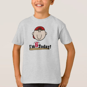 Födelsedag för 6e för brunettpojkebaseball tee