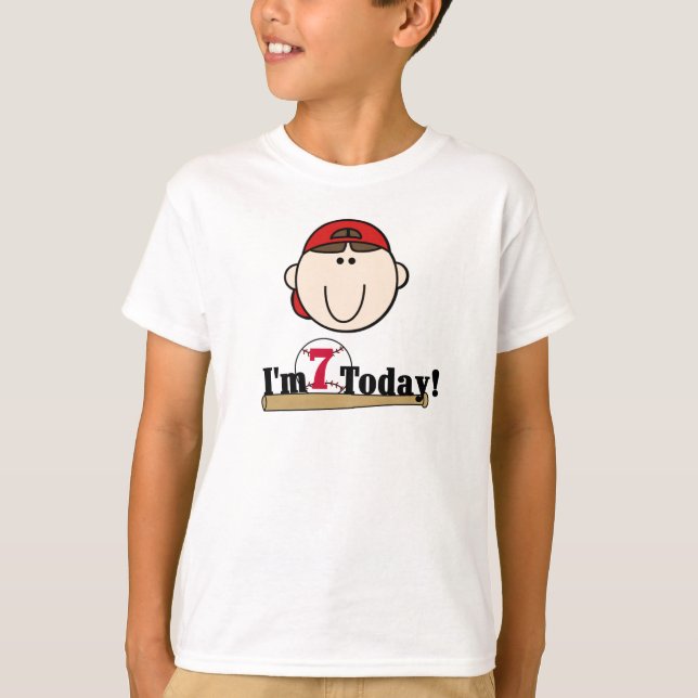 Födelsedag för 7:e för brunettpojkebaseball tee (Framsida)