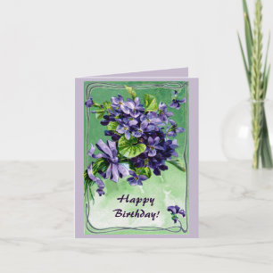 Födelsedag för art nouveaugränsviolets kort