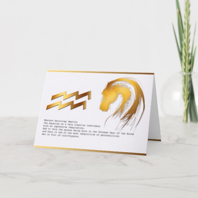 Födelsedag för astrologi för Aquariushäst kinesisk Kort (Framsida)
