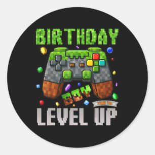 Födelsedag för att jämna upp Pixel Birthday Gamer Runt Klistermärke