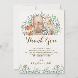 Födelsedag för baby shower för skogsmarktackkort tack kort