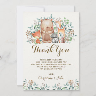 Födelsedag för baby shower för skogsmarktackkort tack kort