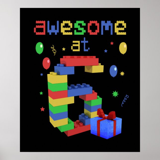 Födelsedag För barn 6 Byggande block Bricks 2016 Poster (Framsidan)
