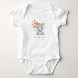 Födelsedag för blom- elefantbaby Romper för Tutu T Shirt