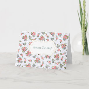 Födelsedag för blommönster för sommarhusrorosor kort