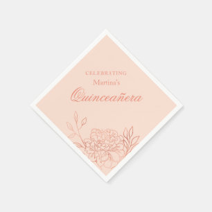 Födelsedag för blommor för Quinceanera rosa Pappersservett