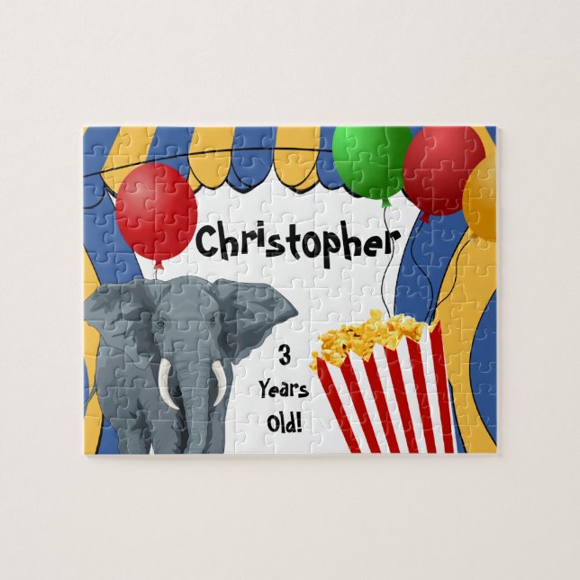 Födelsedag för cirkuskarnevalanpassningsbar pussel (Horisontell)