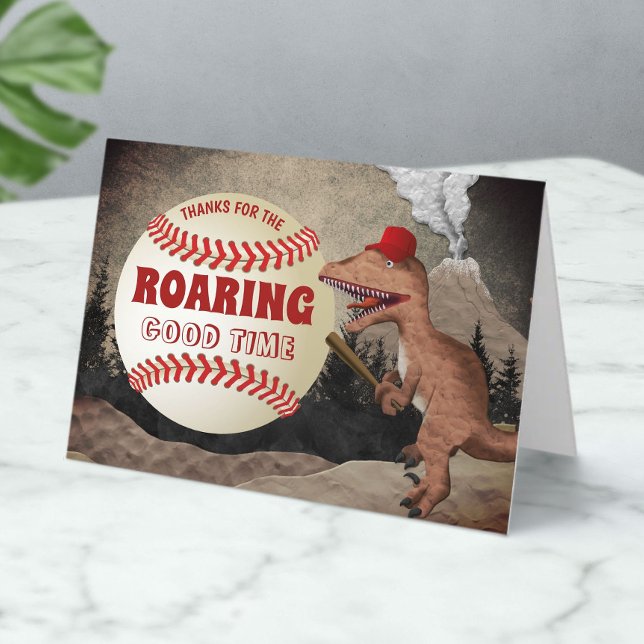 Födelsedag för Dinosaurbaseballpojkar Tack Kort (Skapare uppladdad)