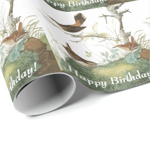 Födelsedag för djur för Audubon gärdsmygfågla Presentpapper