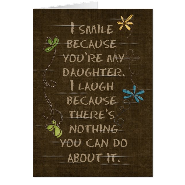 Födelsedag för dotter-blommigt glitter på brunt hälsningskort (Framsidan)