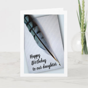Födelsedag för dotter med Blue Jay Feather Card Kort