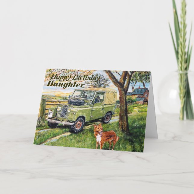 Födelsedag för döttrar "för LANTGÅRD" 4x4-fordon Kort (Framsida)