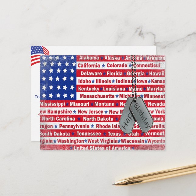 Födelsedag för en militärsoldat vykort (Fram/Back In Situ)