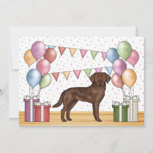 Födelsedag för färgglad Chocolate Labrador Retriev Inbjudningar