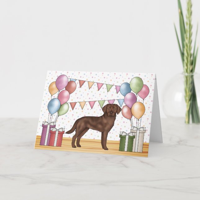Födelsedag för färgglad chokladlabrador retriever kort (Framsida)