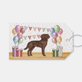 Födelsedag för färgglad chokladlabrador retriever presentetikett
