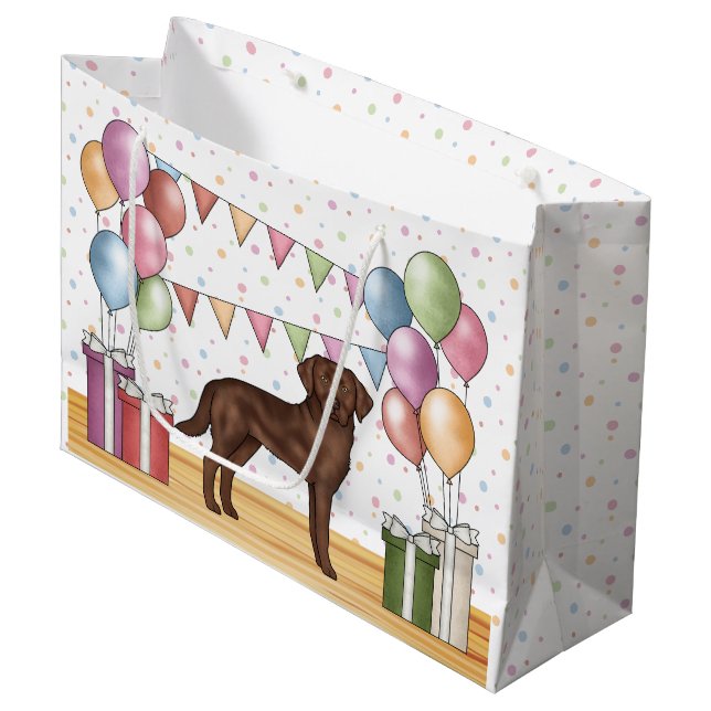 Födelsedag för färgglad hund av rasen Chocolate La (Framsidan Vinklad)