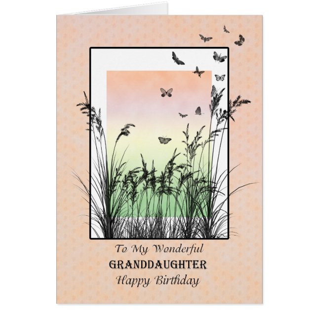 Födelsedag för farmor, med fjärilar hälsningskort (Framsidan)
