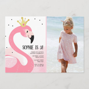 Födelsedag för flicka för Flamingoparty tropisk Inbjudningar