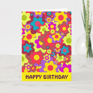 Födelsedag för flower power60-talhippy kort