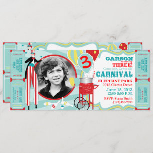 Födelsedag för fotgängare för karnevalcirkusstylta inbjudningar