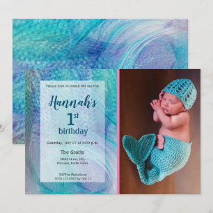 Födelsedag för foto för baby för inbjudningar