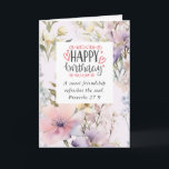 Födelsedag för Friend Blomsterträdgård Bible Verse Kort<br><div class="desc">På födelsedagskortet för vänner visas en vacker visning av pastellernas rosa,  lavender och vita blommor på hela kortet. Den har Bible Verse Proverbs 27:9,  "En söt vänskap fräschar upp själen." Den inre skripten ordstäv 27:17 "Vänner skärper sinnet hos varandra". Hälsning kan vara personlig eller raderas för ett handskrivet meddelande.</div>