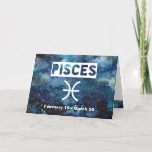Födelsedag för galax för vattenfärg för Pisces Kort