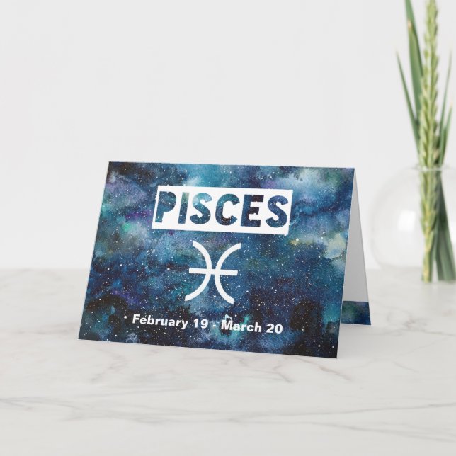 Födelsedag för galax för vattenfärg för Pisces Kort (Framsida)