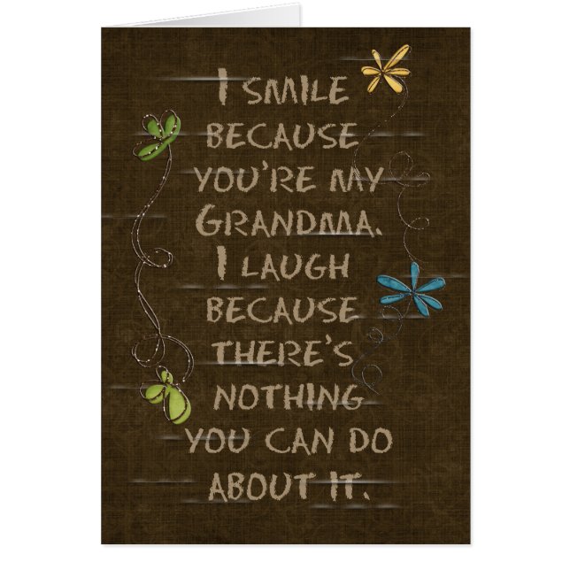 Födelsedag för Grandma-blommigt glitter på brunt Hälsningskort (Framsidan)