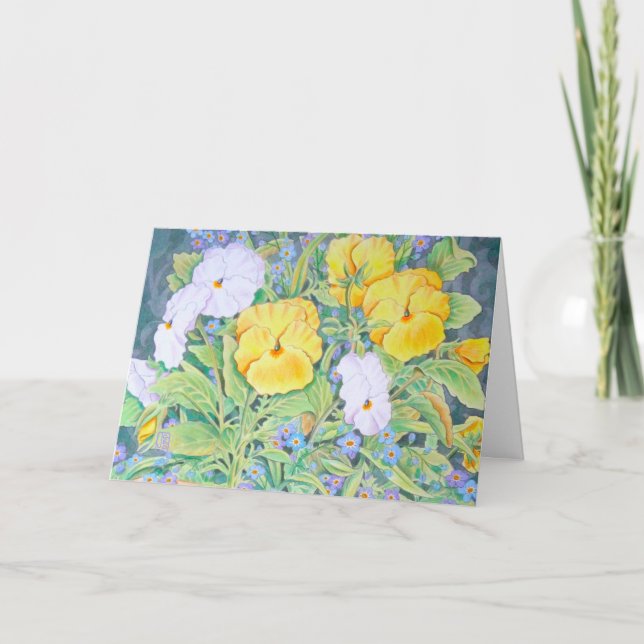 Födelsedag för Gult och vita paneler Kort (Framsida)