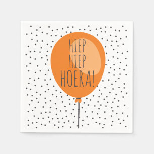 Födelsedag för Hiep Hiep Hoera orange Pappersservett