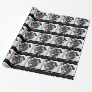 Födelsedag för John, gullig mops, gåvaomslag Presentpapper