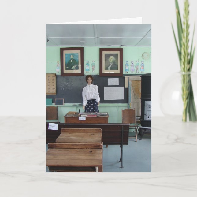 Födelsedag för lärare, enrumsskolan kort (Framsida)