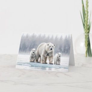 Födelsedag för Mamma Polar Bär familjen på is Kort