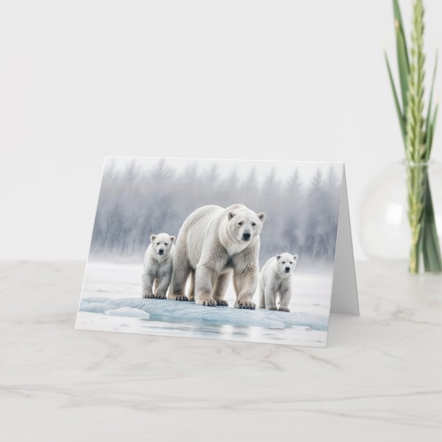 Födelsedag för Mamma Polar Bär familjen på is Kort (Framsida)