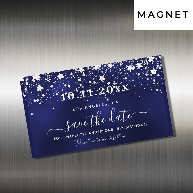 Födelsedag för marinblått silver spara, datummagne (Skapare uppladdad)