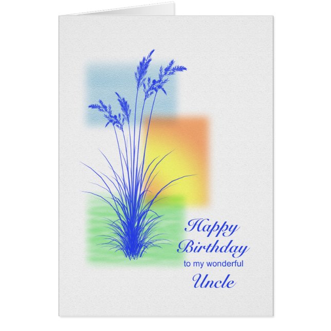 Födelsedag för morbror, gräsgårdar hälsningskort (Framsidan)